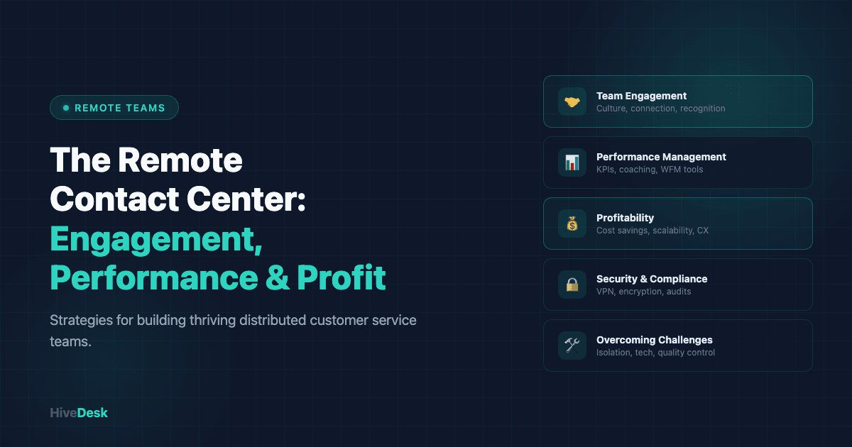 The Remote Contact Center: Engagement, Performance, Profit