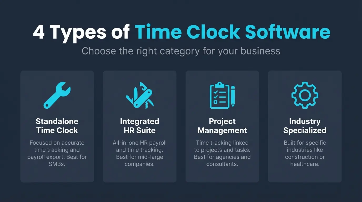 4 Types of Time Clock Software