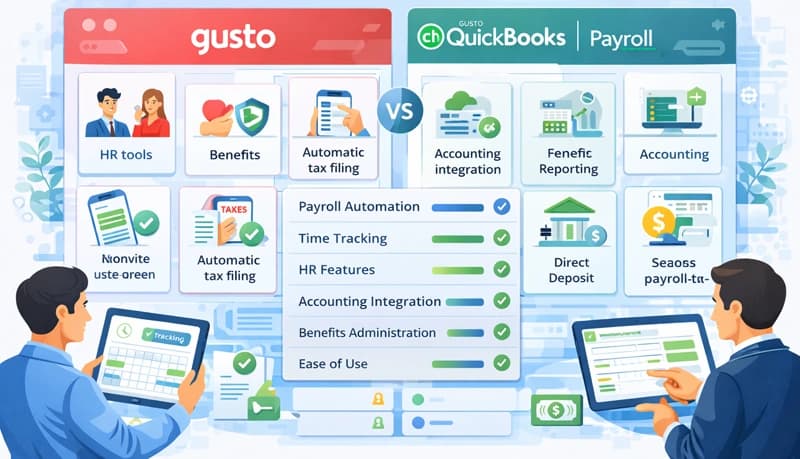 Gusto vs QuickBooks — Payroll & HR Comparison for 2026