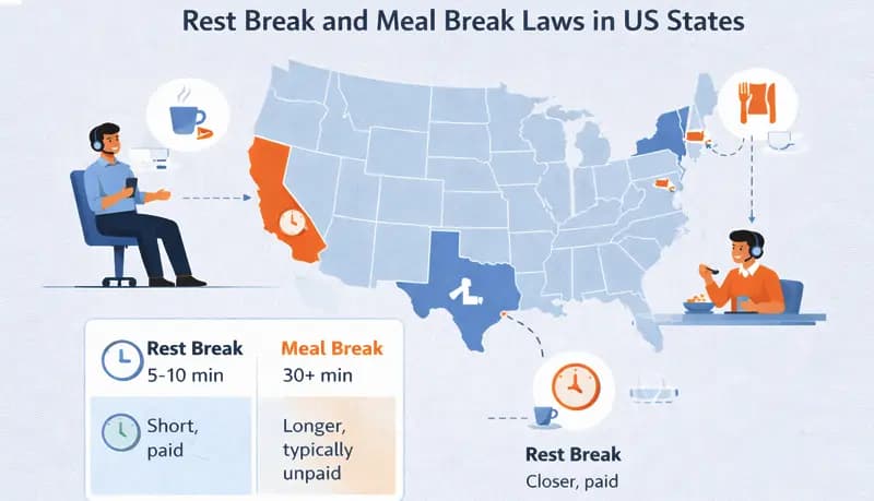 Break Laws by State in 2026 — Rest Breaks & Meal Breaks