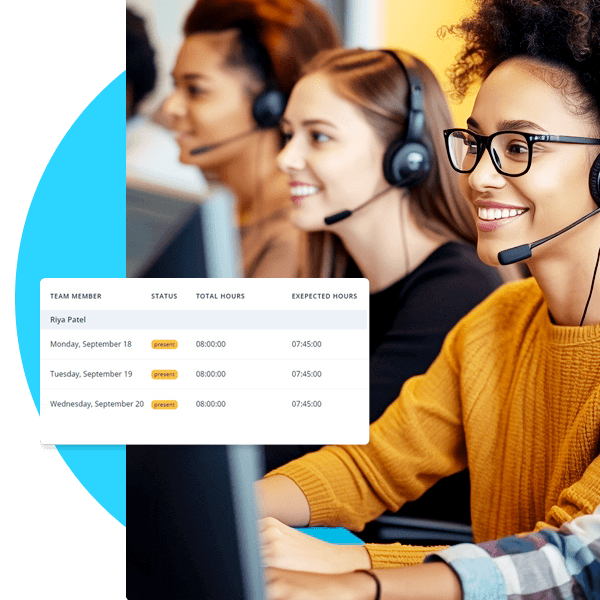 Contact center QA manager reviewing agent activity screenshots and performance data