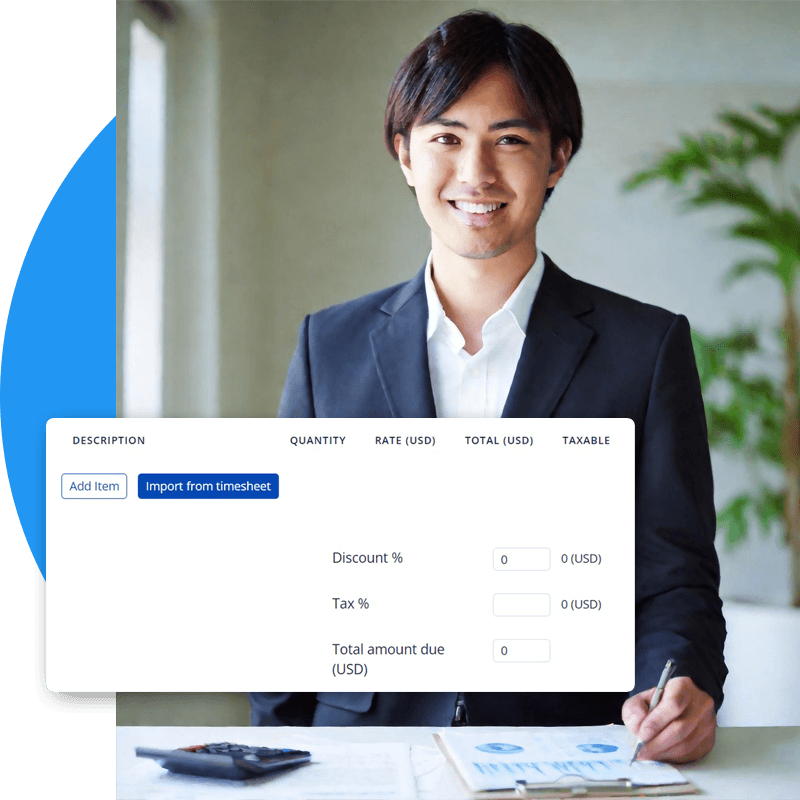 HiveDesk one-click invoice generation from approved timesheets