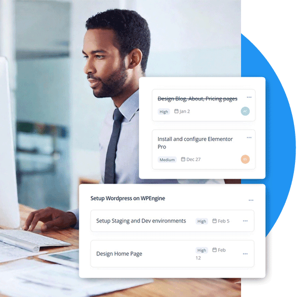 HiveDesk task management with Kanban board and timeline views