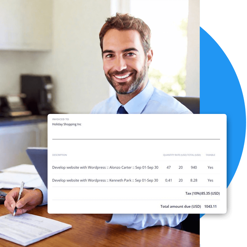 HiveDesk professional invoice template with company branding
