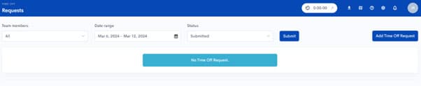 Time off requests page showing existing requests