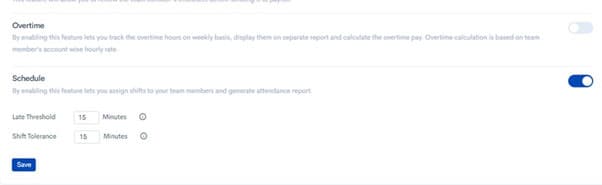 HiveDesk settings page with Schedule toggle