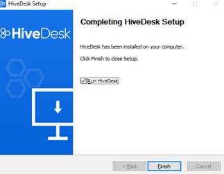 Installation complete dialog with Finish button