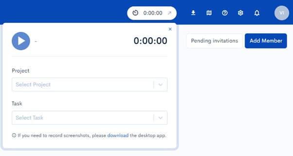 HiveDesk web tracker button in the portal
