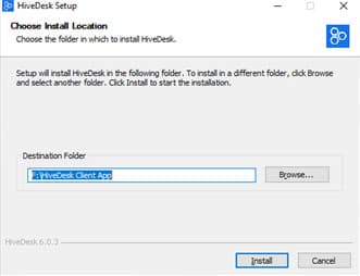 Windows installation dialog for selecting install location