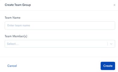 Create new team group dialog