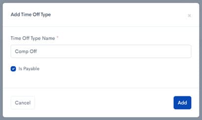 Add new time off type dialog
