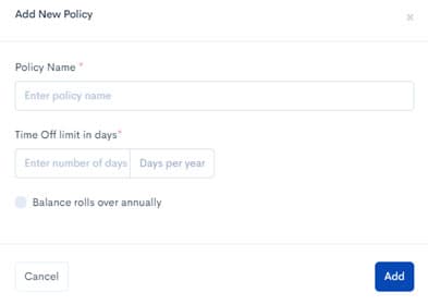 Create leave policy with annual entitlement and carryover settings