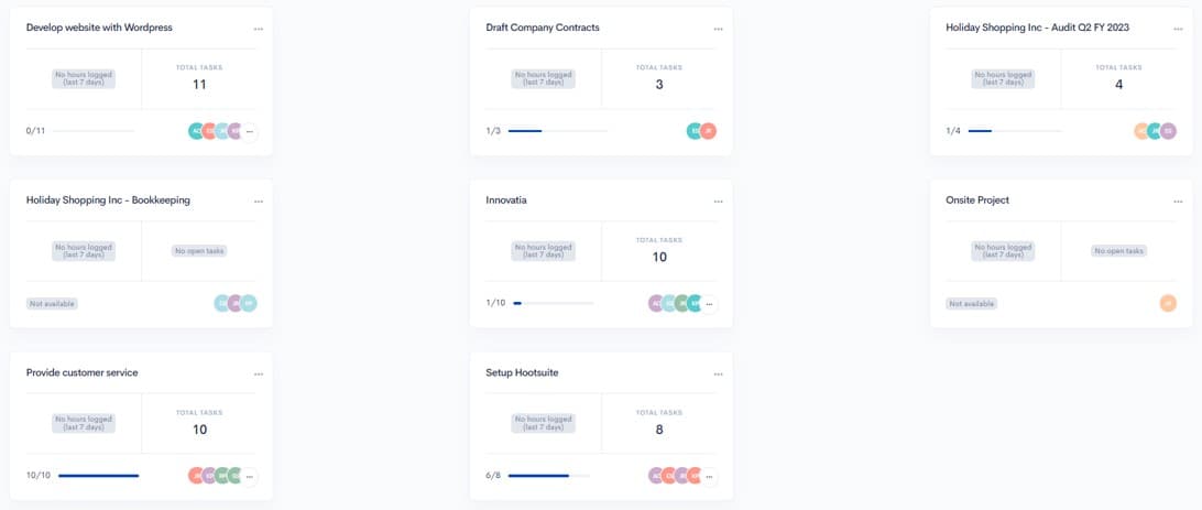 HiveDesk work management software dashboard showing tasks, time tracking, and team activity