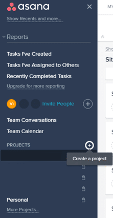 Asana projects list