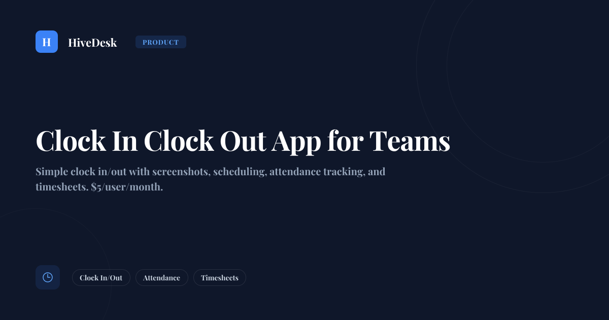 Clock In Clock Out App — Simple Attendance for Remote Teams | HiveDesk