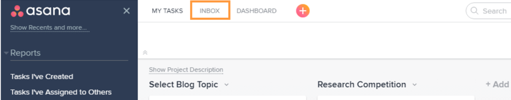 Project Inbox in Asana Project Inbox in Asana