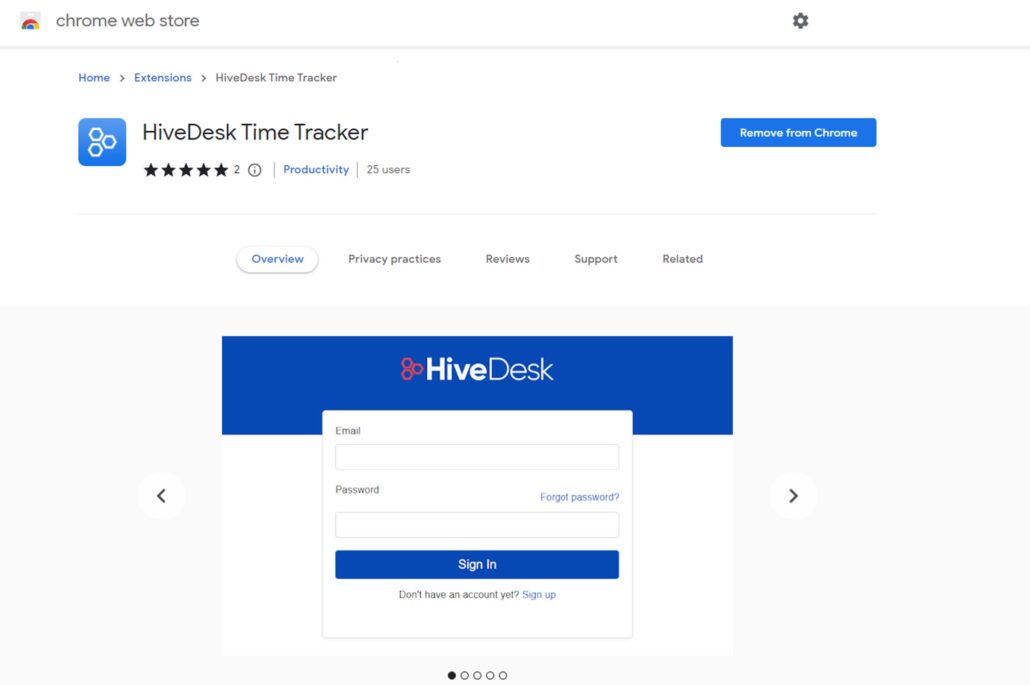 HiveDesk Chrome time tracker extension
