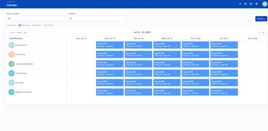 Managing employee shift schedule