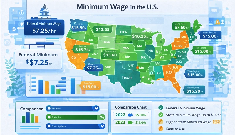 Minimum Wage in the US by State & Federal Rate in 2022