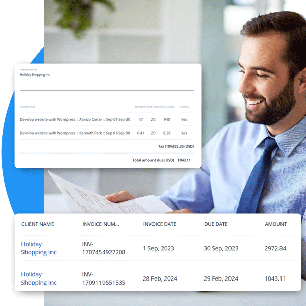 Create invoices with HiveDesk time tracking software